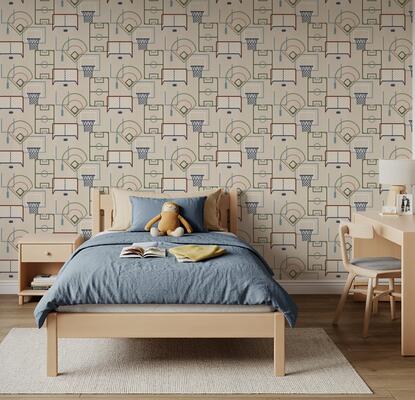 Sports Play Zone peel-and-stick wallpaper in Multi