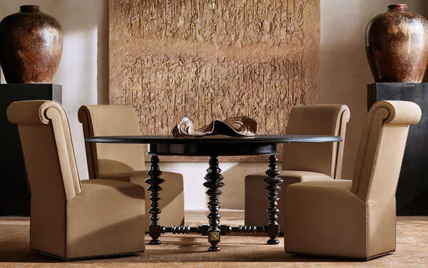 Paloma round dining table in Ebony with Vendôme dining chairs