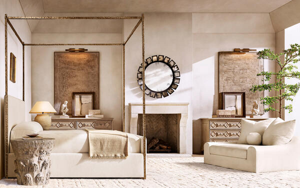 Hugo canopy bed with footboard, shown with the Olivero dresser