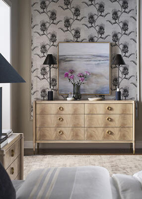 With six generously sized drawers, the Rendition dresser delivers a luxe storage solution
