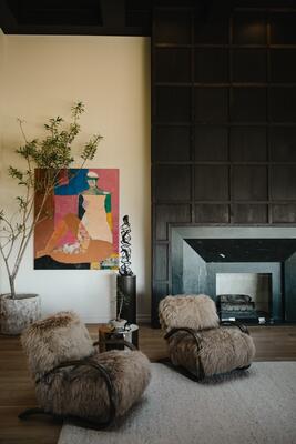 Abstract artwork adds a pop of color