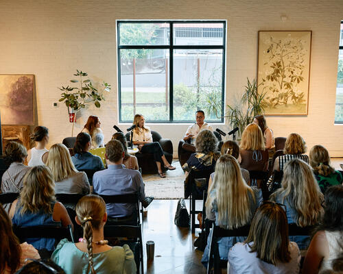 Designers gather at the Four Hands flagship showroom in South Austin for the live podcast event