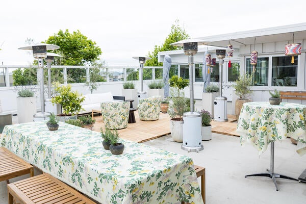 The celebration marked the first event hosted at RAD’s new Fourth Street studio in the heart of Berkeley, where the rooftop was decked out in textiles from Warner’s home collection, RAD Goods