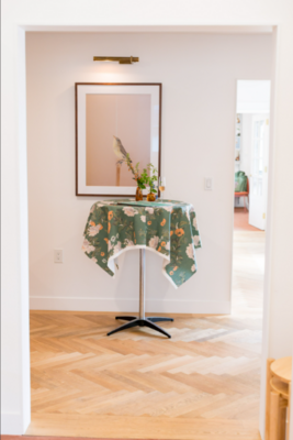 RAD Goods’ Peony Chintz fabric in Lawn  dressed the cocktail tables, welcoming guests to the celebration