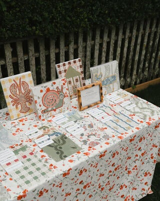A sneak peek of the new brand’s first collab: Willa Heart made her signature art with The Keeping House fabrics. Launching soon!