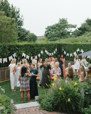 Guests socializing at the Nantucket gathering