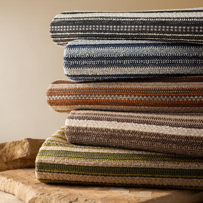 Windswept: Dynamic, textured woven stripe that can be used vertically or horizontally, indoors or out