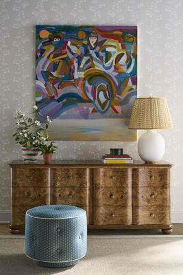 The McHale burl dresser pairs undulating drawers and rich burl veneer in a classic silhouette