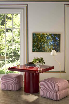 The Winifred ottoman brings Turkish-inspired form and a bold perch for seating or feet
