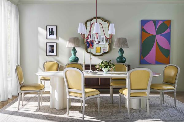 Edmund faux parchment dining table