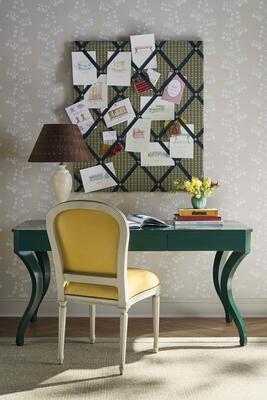 The Carolyn desk pairs graceful curves and neoclassical symmetry with sculptural presence