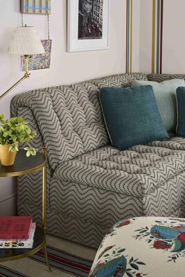 The Selena sectional brings sculptural tufting and bold 1970s spirit to contemporary interiors