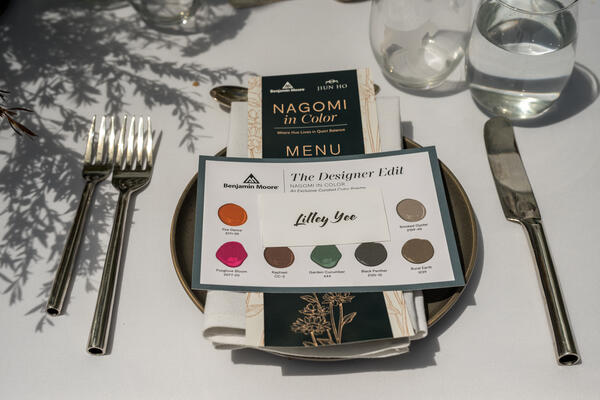 Thoughtful details, including custom “The Designer Edit” cards from Benjamin Moore and curated menus, extended the color story to the luncheon
