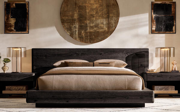 Nomos bedroom collection shown with the Pari cotton textured bedding