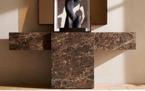 Cassius console table in Brown Emperador marble