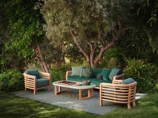 Trellis seating layers Highball, Highland Fulk, Untamed and Garden Stripe over Dazzle Me
