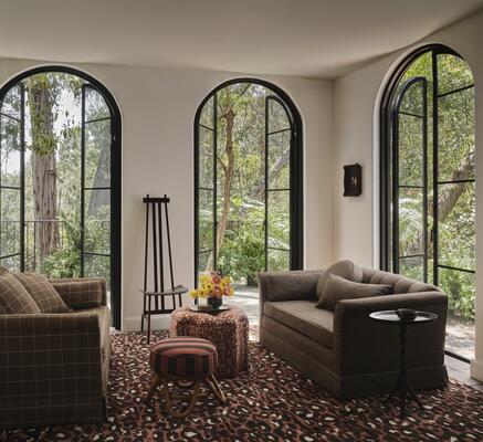 Untamed Tibetan Knot in Rusty anchors sofas in Tailored Check and Highball in Tobacco