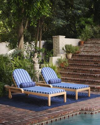 Garden Stripe in Lapis with bolsters in Highland Fulk pair with Dazzle Me in After Midnight
