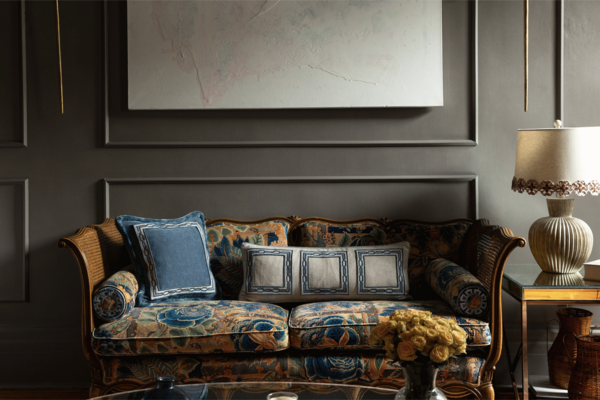 Left to right: Heliara velvet rosette, Trelliane embroidered appliqués and Lunaria velvet border