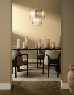 Aurora Chandelier, Tether Dining Chair
