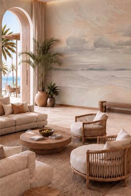 Longshore vinyl mural in Dune (VNL-SU-SS004-DU-Panel-Tall)