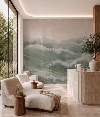 Swell vinyl mural in Sea Glass (VNL-SU-SS001-SG-Panel-Tall)