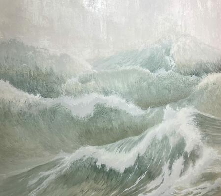 Close-up of Swell mural in Sea Glass (SS001-SG-Roll)