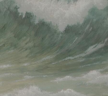 Close-up of Swell grasscloth mural in Sea Glass (SS001-SG-Roll)