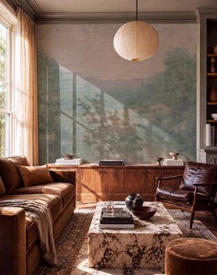 Valewood grasscloth mural in Eucalyptus (GRASS-SS003-EU-Panel)