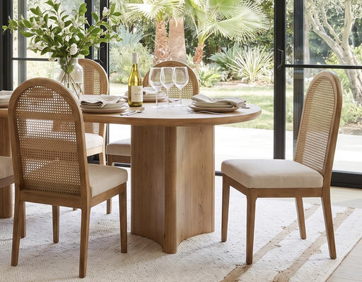 Frayden dining table, Thoreau dining chair