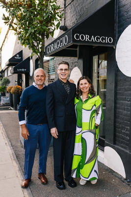 Thibaut CEO Rick Kilmer and VP of global sales Andrea Eckberg with Thomas Lavin (center)