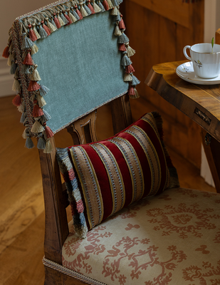 Katerina cord, tassel fringe, blocked brush fringe, border and cord gimp, Francoise border