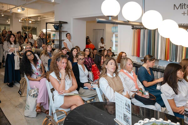 Designers gather for the panel at the Surya x Mitchell Gold + Bob Williams showroom at the NYDC