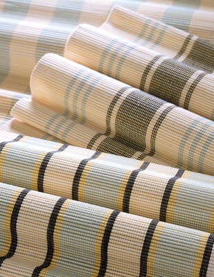 Cabana Stripe, Riviera Stripe and Regatta Stripe handwoven-to-size windowcovering