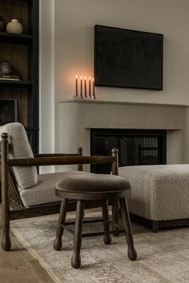 Theo stool in performance velvet fabric in Cafe colorway