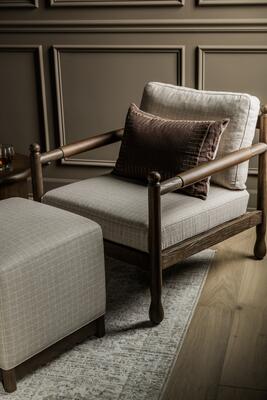Amy chair paired with Steven cube ottoman