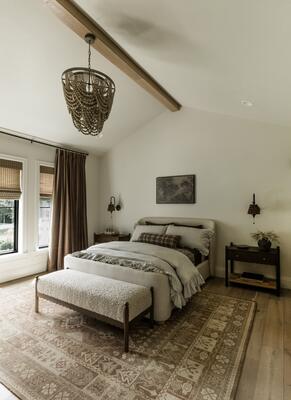 Full bedroom styled with the Black Birch Homes collection